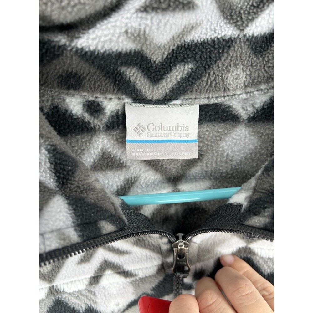 Columbia Boys Size Large 14-16 Full Zip Fleece Gray Pattern Jacket - Picture 2 of 6